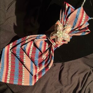 Elegant Multicolor Striped Scarf with Star Accent